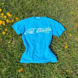 Cute Blue Italian Y2k Graphic Baby Tee